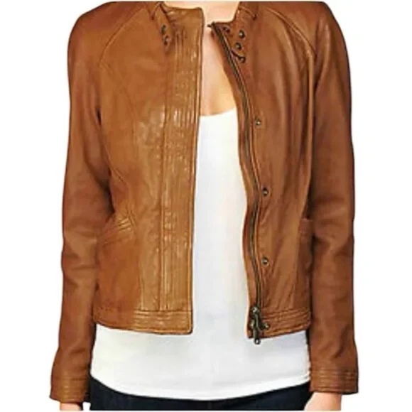 7 For All Mankind 100% Genuine Lamb Leather Moto Jacket - Picture 1 of 12